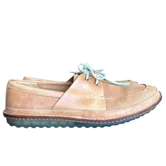 Clarks Mens Shoe Size 12 Grafted Sail Durable Boat Tan Leather Loafers Laces EUC - Picture 2 of 9